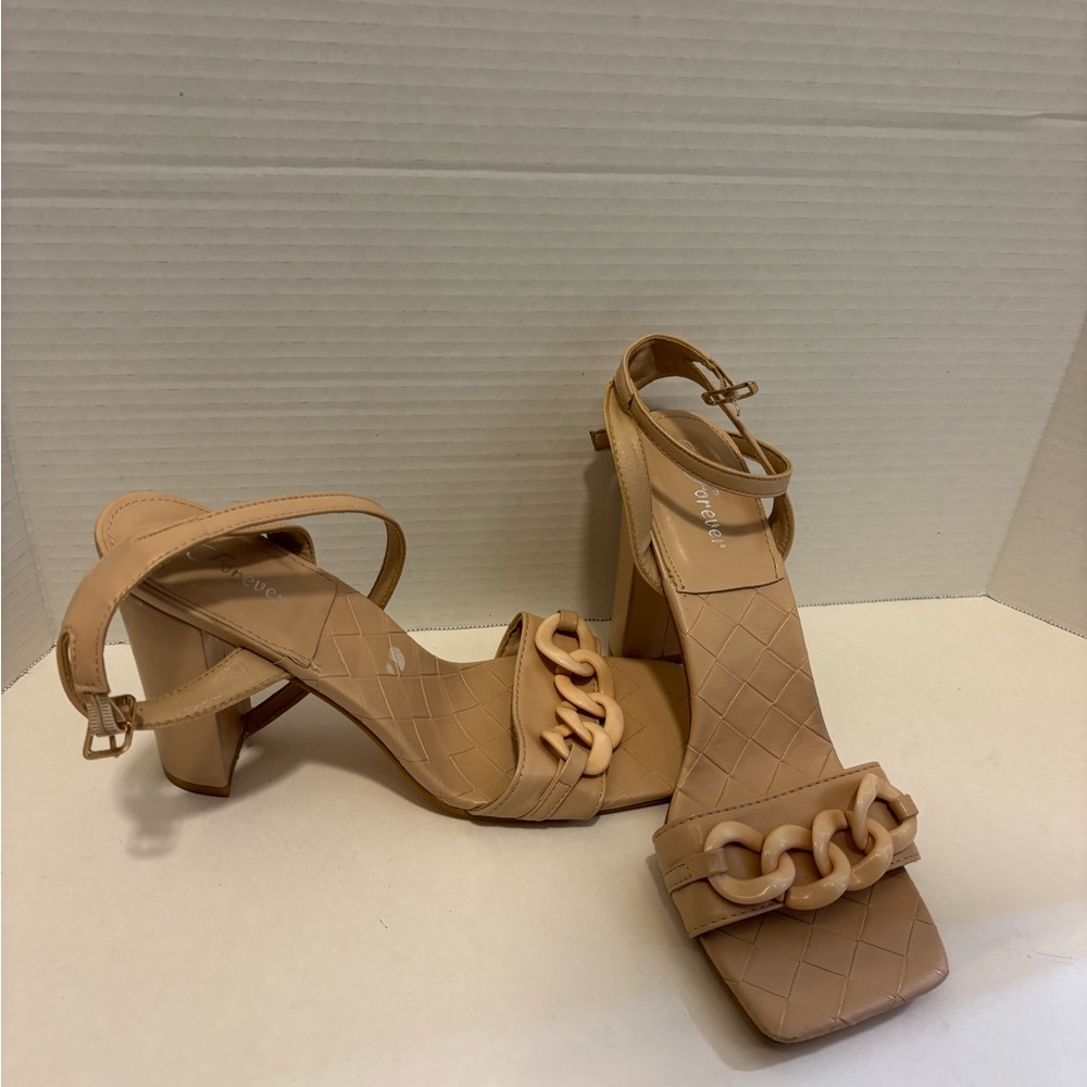 🔵Elegant Tan Block Heel Sandals - Picture 9 of 15